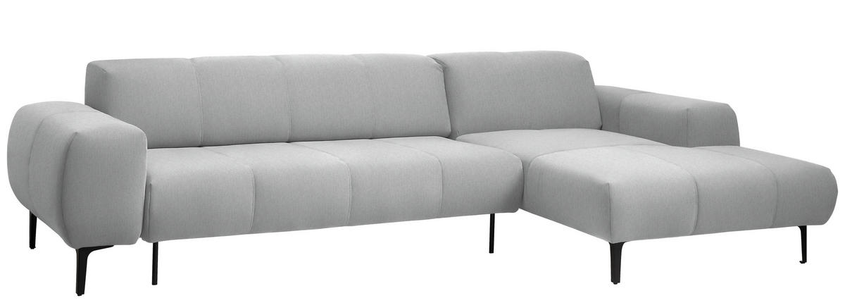 ECKSOFA in Chenille Hellgrau  311/167 cm  - Hellgrau/Schwarz, Design, Textil/Metall (311/167cm) - Xora