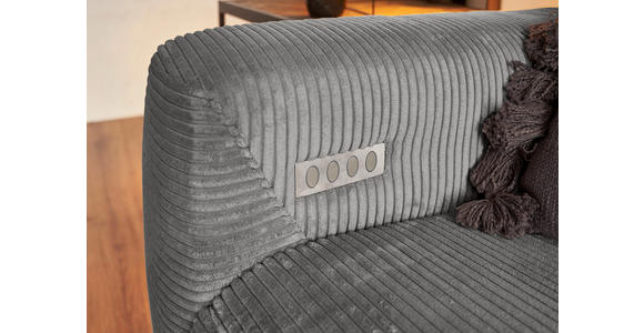 ECKSOFA Dunkelgrau Cord  - Dunkelgrau/Schwarz, KONVENTIONELL, Textil/Metall (266/180cm) - Hom`in