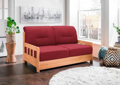 SCHLAFSOFA in Textil Rot, Honig  - Rot/Honig, Lifestyle, Holz/Textil (154/88/90cm) - Livetastic