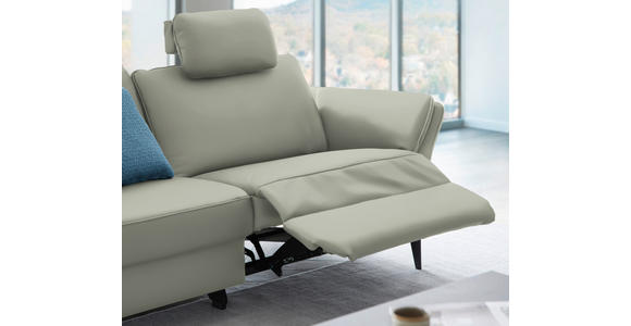 3-SITZER-SOFA in Leder Hellgrau  - Hellgrau/Schwarz, Design, Leder/Metall (190/84/99cm) - Dieter Knoll