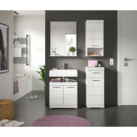 BADEZIMMER 4-teilig  in 97 cm  - Weiß Hochglanz/Silberfarben, MODERN, Glas/Holzwerkstoff (97cm) - MID.YOU