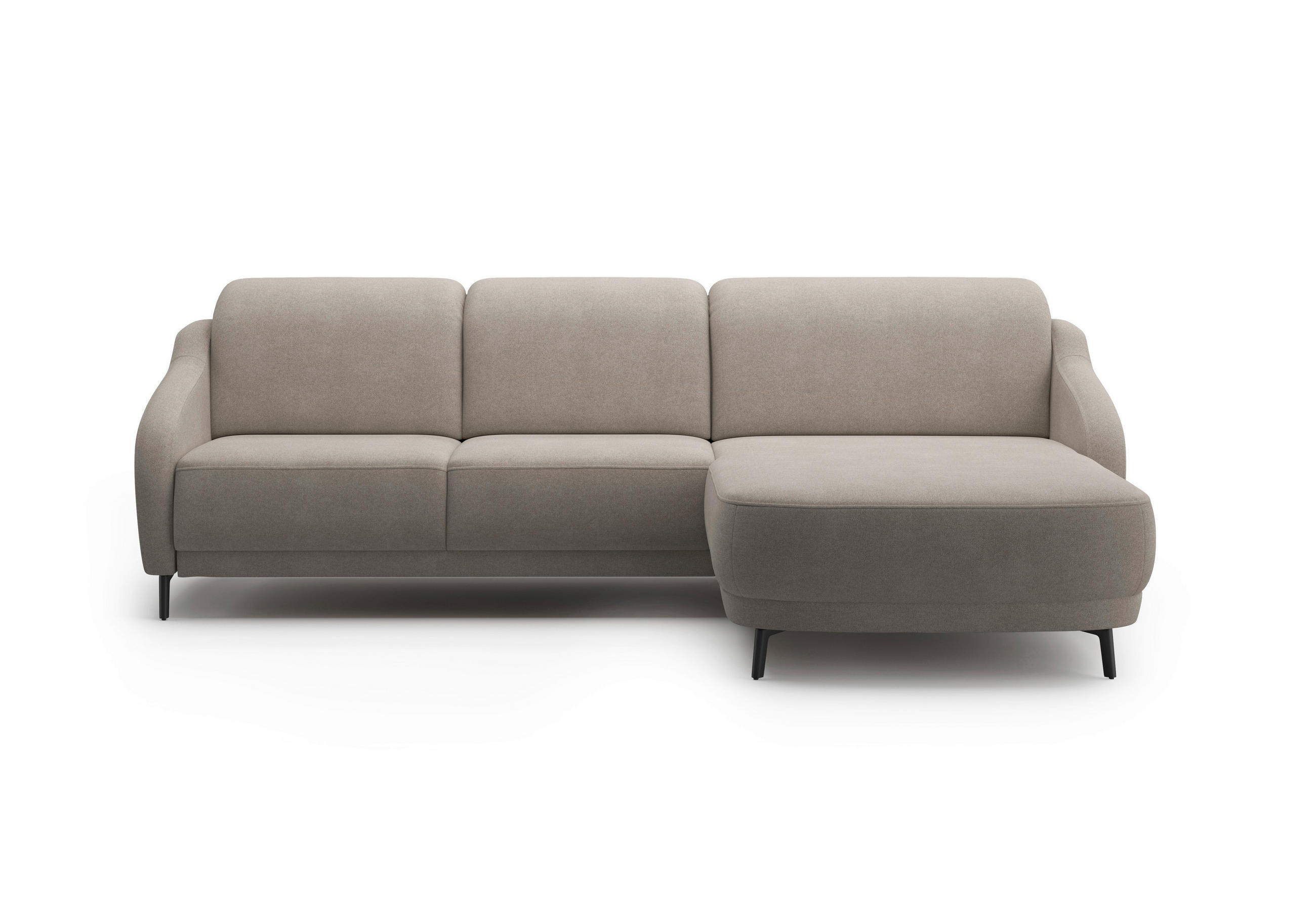 ECKSOFA BLUES V Haselnussfarben Mikrofaser  - Schwarz/Haselnussfarben, MODERN, Textil/Metall (271/191cm) - Sit & More