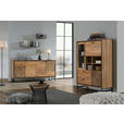 HIGHBOARD Schwarz, Akaziefarben  115/148/42 cm  - Schwarz/Akaziefarben, Design, Glas/Holz (115/148/42cm) - Ambia Home