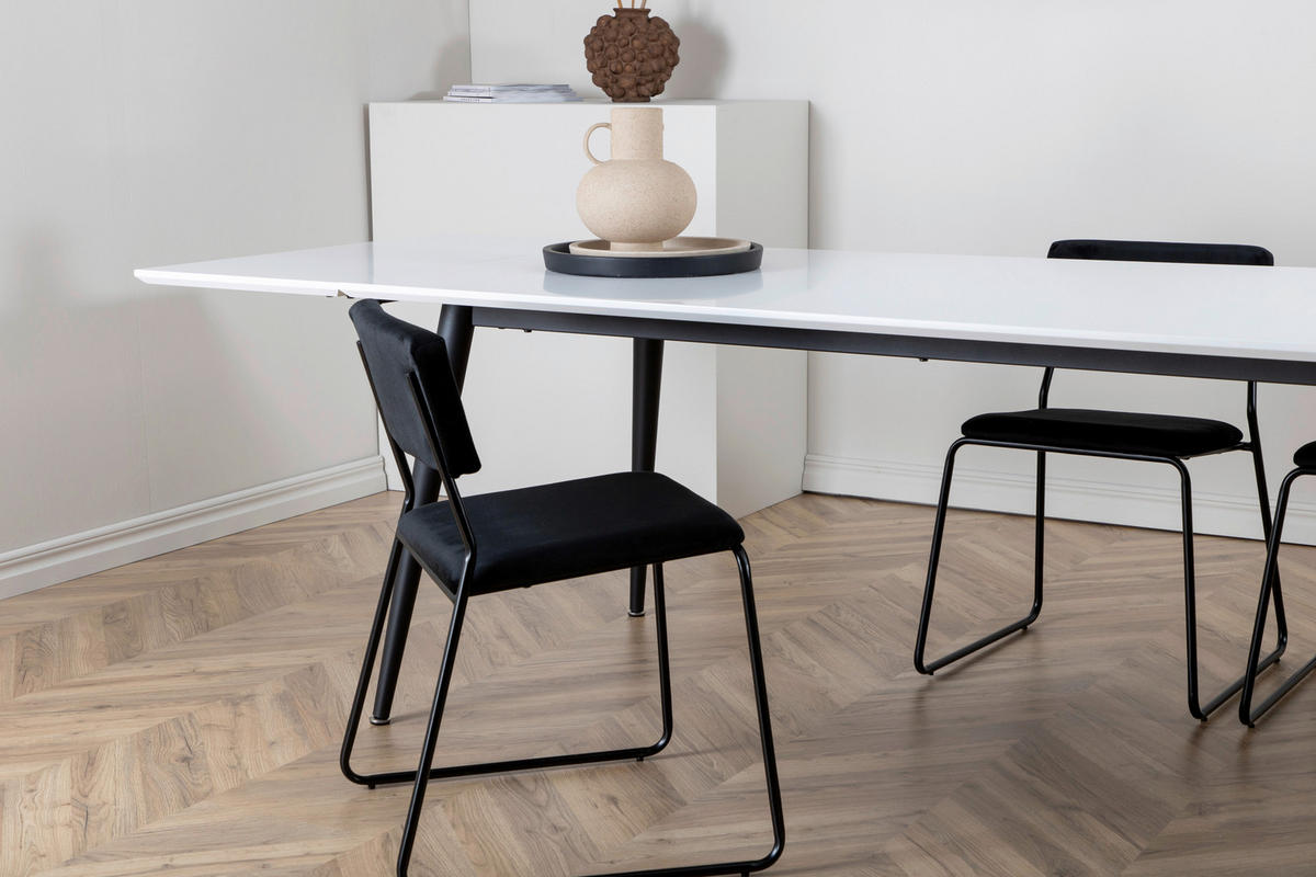 ESSTISCH rechteckig Schwarz, Weiß  - Schwarz/Weiß, Design, Kunststoff/Metall (195/90/76cm) - Livetastic