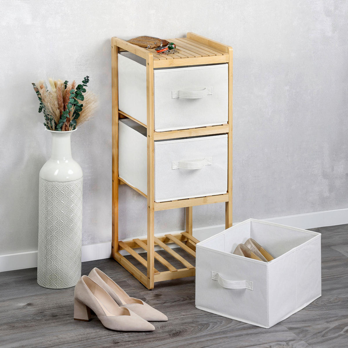 BADEZIMMERREGAL 29.5/87/33.5 cm  - Hellbraun/Creme, Basics, Naturmaterialien/Textil (29.5/87/33.5cm) - Kesper