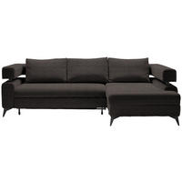 ECKSOFA in Chenille Dunkelbraun  - Dunkelbraun/Schwarz, Konventionell, Textil/Metall (265/184cm) - Hom`in