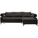 ECKSOFA in Chenille Dunkelbraun  - Dunkelbraun/Schwarz, KONVENTIONELL, Textil/Metall (265/184cm) - Hom`in