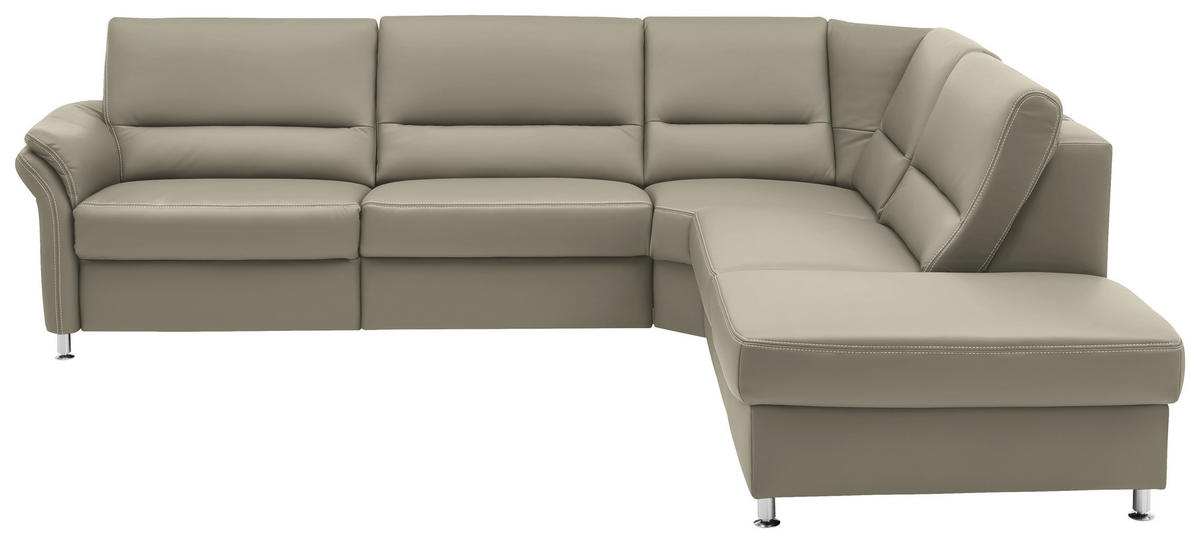 ECKSOFA in Echtleder Ecru  - Ecru/Beige, Design, Leder/Metall (288/249cm) - Beldomo Premium