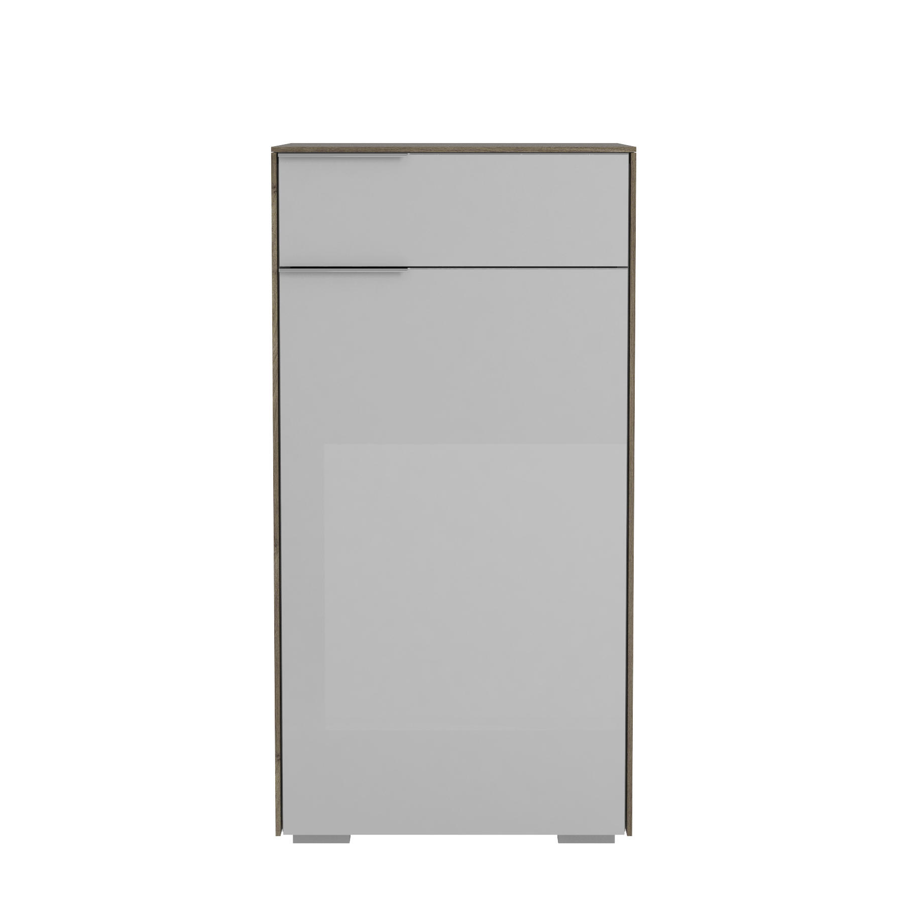 SCHUHSCHRANK Hellgrau, Walnussfarben - Chromfarben/Walnussfarben, Design, Glas/Holzwerkstoff (55,8/110,2/37,3cm) - Voleo