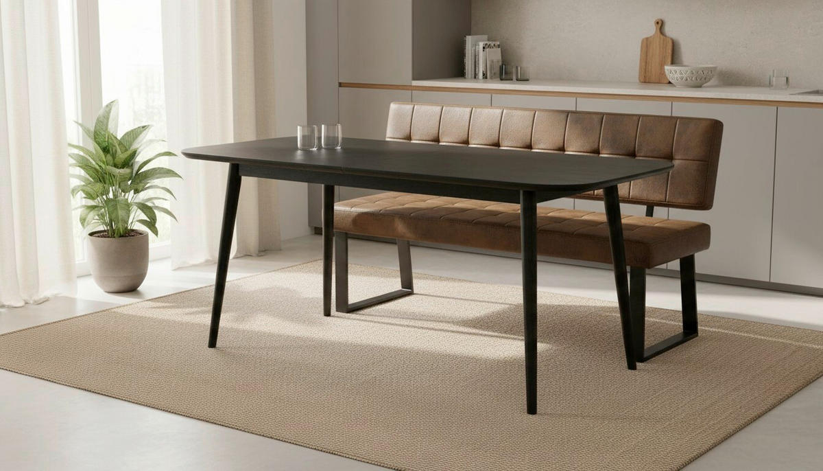 SITZBANK in Metall, Textil Braun  - Schwarz/Braun, MODERN, Textil/Metall (160/85/56cm) - Livetastic