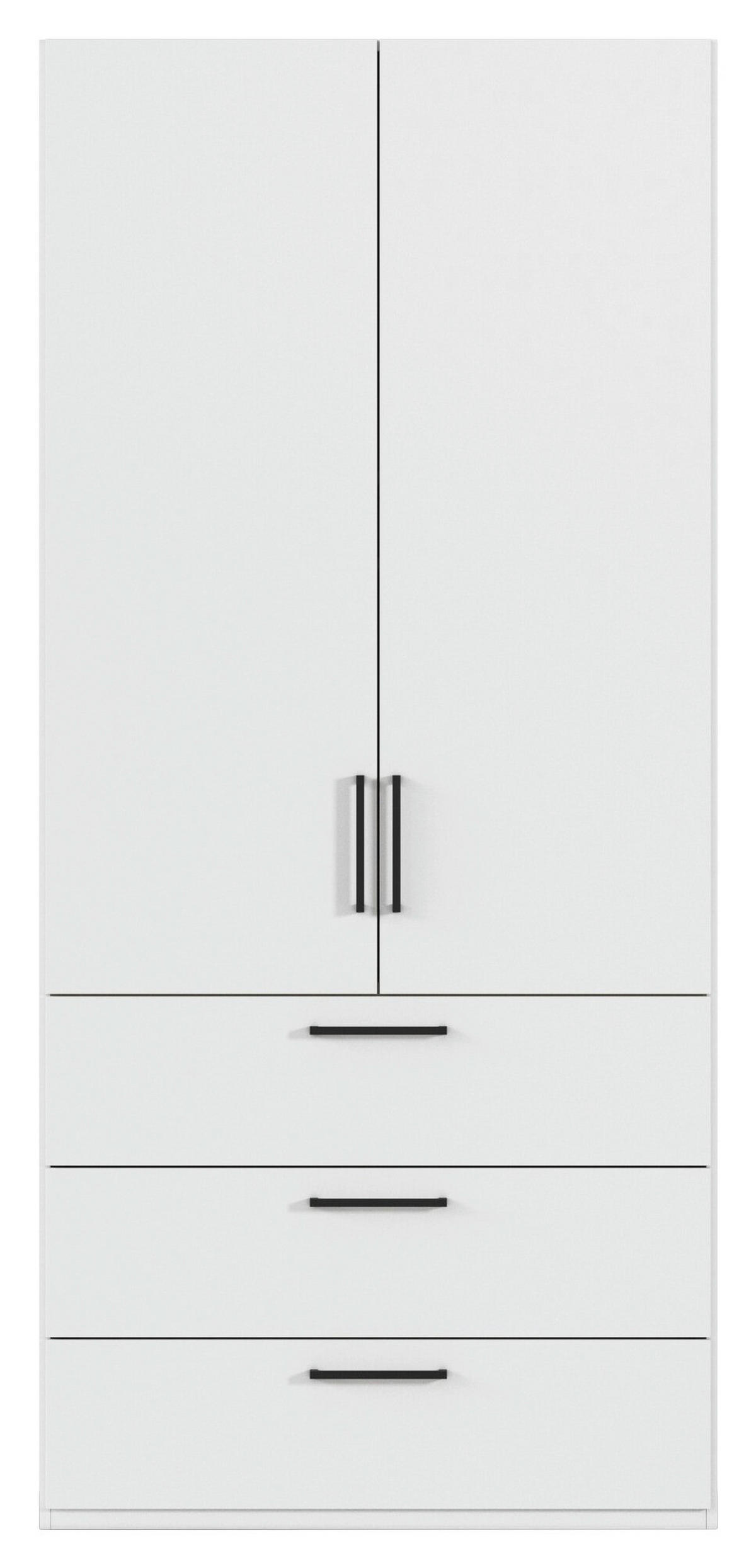 DREHTÜRENSCHRANK 101/235/61 cm,  in Weiß, 2-türig  - Schwarz/Weiß, Basics, Holzwerkstoff/Metall (101/235/61cm) - Novel