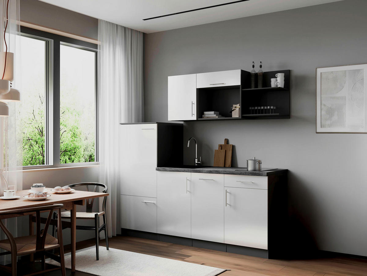 KUHINJSKI BLOK  bijela  - bijela/siva, Trend, drvni materijal/metal (205cm) - Respekta