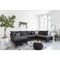 SEDEŽNA GARNITURA, mikrovlakna barve grafita  - črna/barve grafita, Design, tekstil/les (150/300/200cm) - P & B