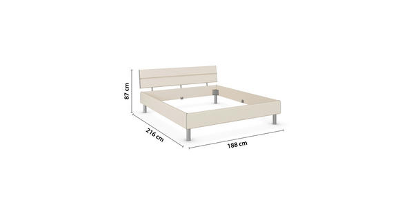 BETT 180/200 cm  in Champagner  - Champagner/Alufarben, Design, Holzwerkstoff/Metall (180/200cm) - Carryhome