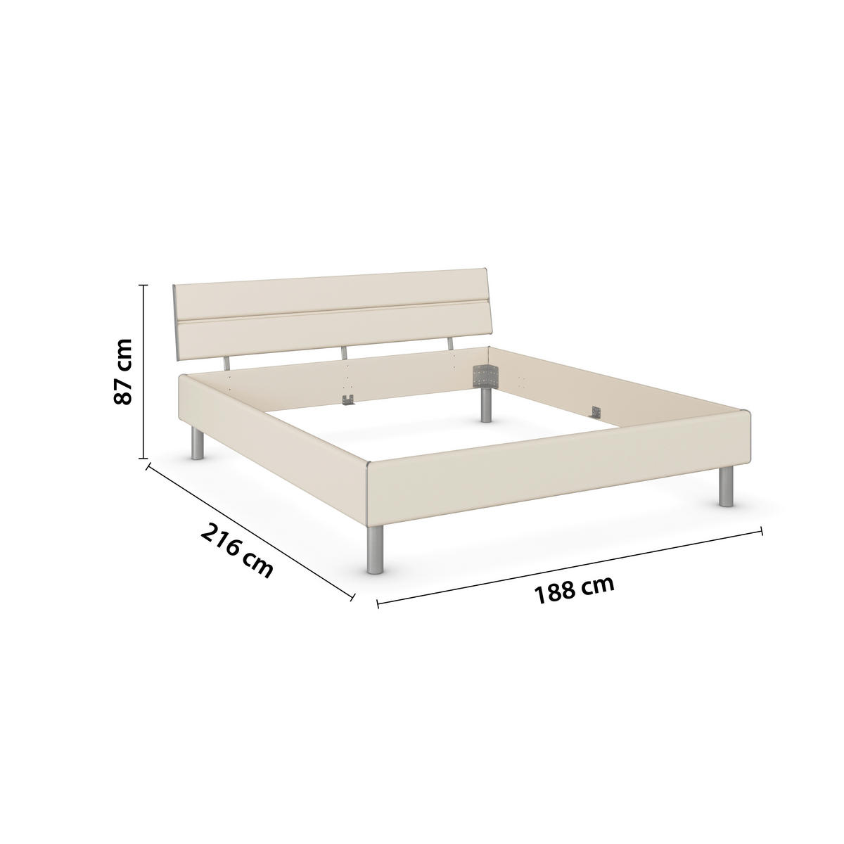 BETT 180/200 cm,  in Champagner,  - Champagner/Alufarben, Design, Metall (180/200cm) - Carryhome