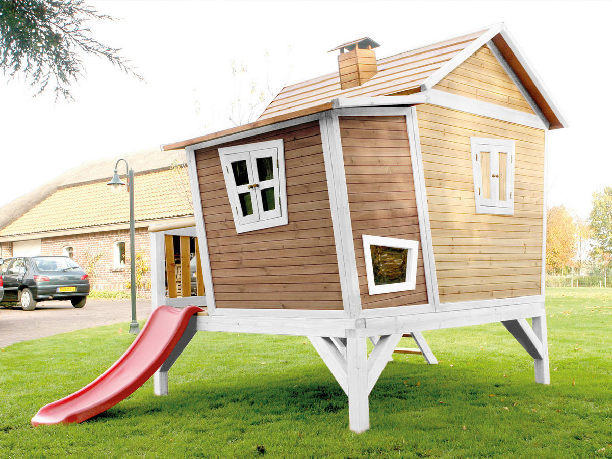 SPIELHAUS 123/12,8/152 cm  - Weiss/Rot, Konventionell, Holz/Kunststoff (123/12,8/152cm)