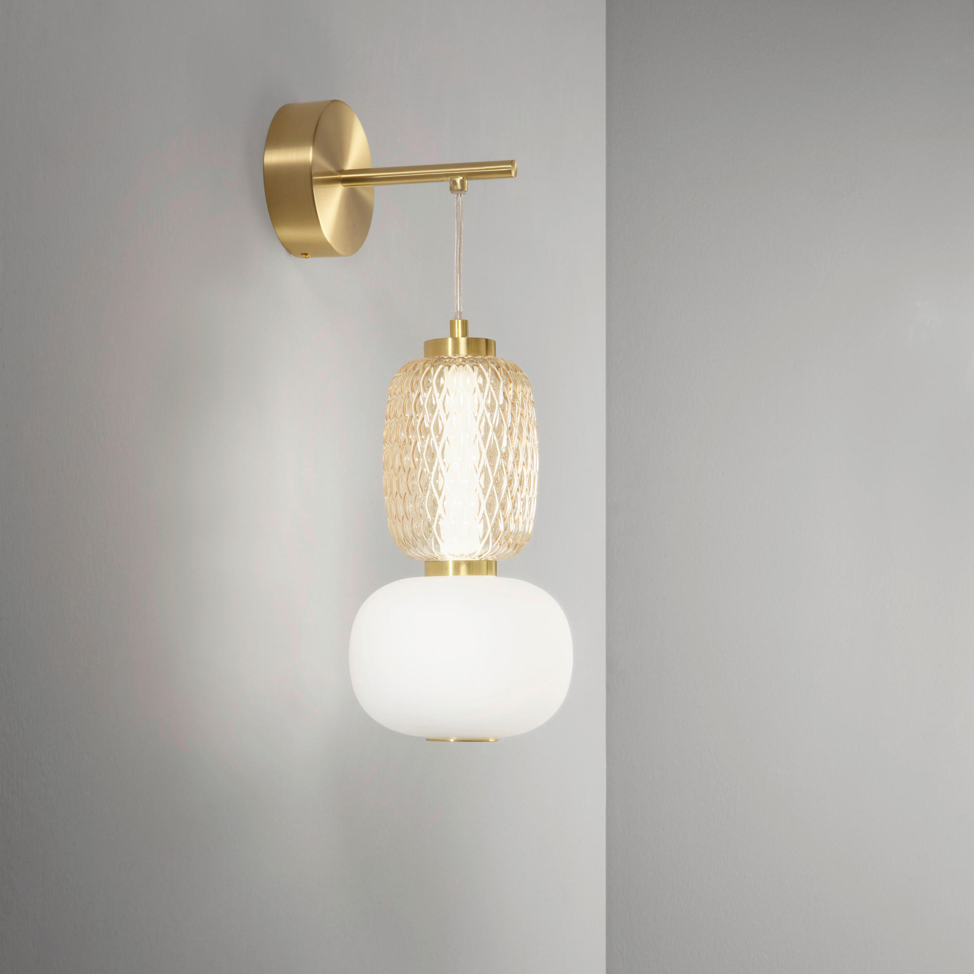 Thumbnail - Led-Wandleuchte Luce Ambiente e Design, Weiß, Gold, Metall, Glas, oval,oval, F, 55 cm, gleichmäßige Lichtverteilung, Lam...