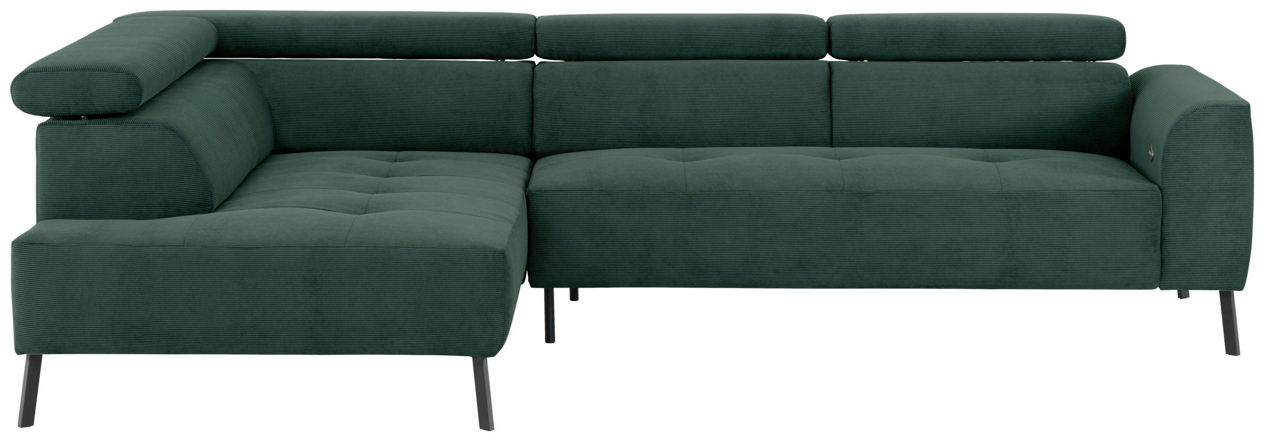 ECKSOFA in Feincord Waldgrün  205/280 cm  - Waldgrün/Schwarz, Design, Textil/Metall (205/280cm) - Xora