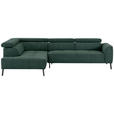 ECKSOFA Waldgrün Feincord  - Waldgrün/Schwarz, Design, Textil/Metall (205/280cm) - Xora