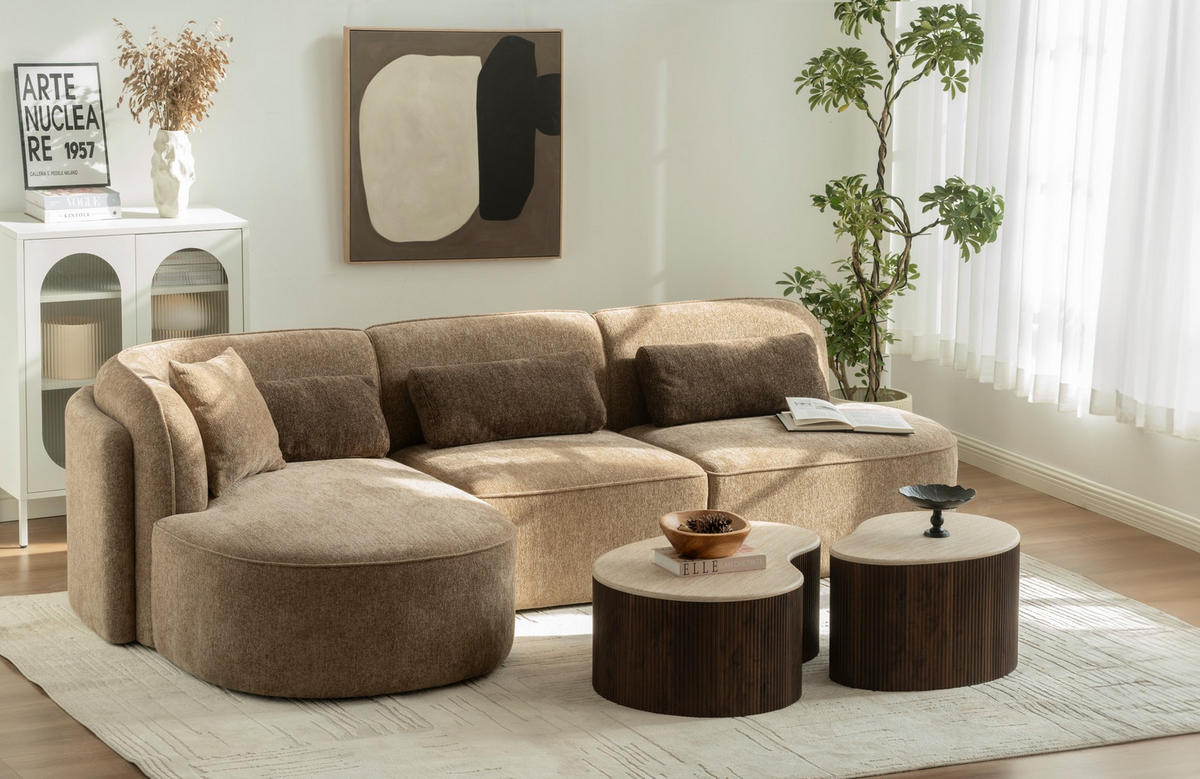 COUCHTISCH 64/45/38 cm Freiform Kaschmir  - Kaschmir/Walnussfarben, Design, Holzwerkstoff (64/45/38cm) - MID.YOU