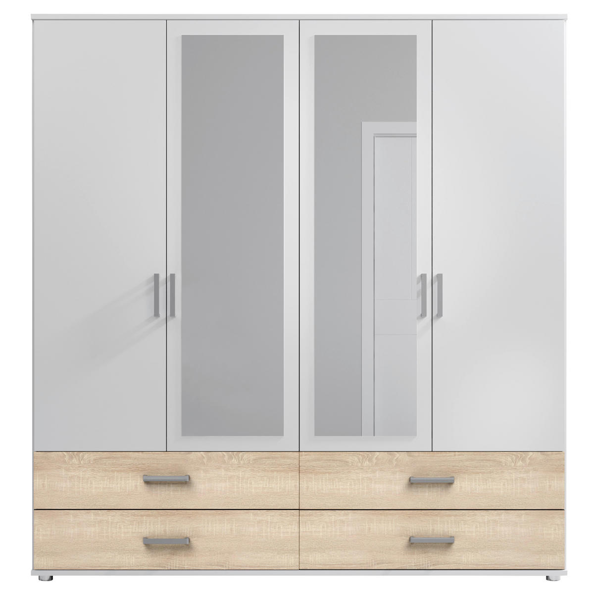 DREHTÜRENSCHRANK in Weiss, Sonoma Eiche  - Weiss/Alufarben, Modern, Holzwerkstoff/Kunststoff (180/190cm) - MID.YOU