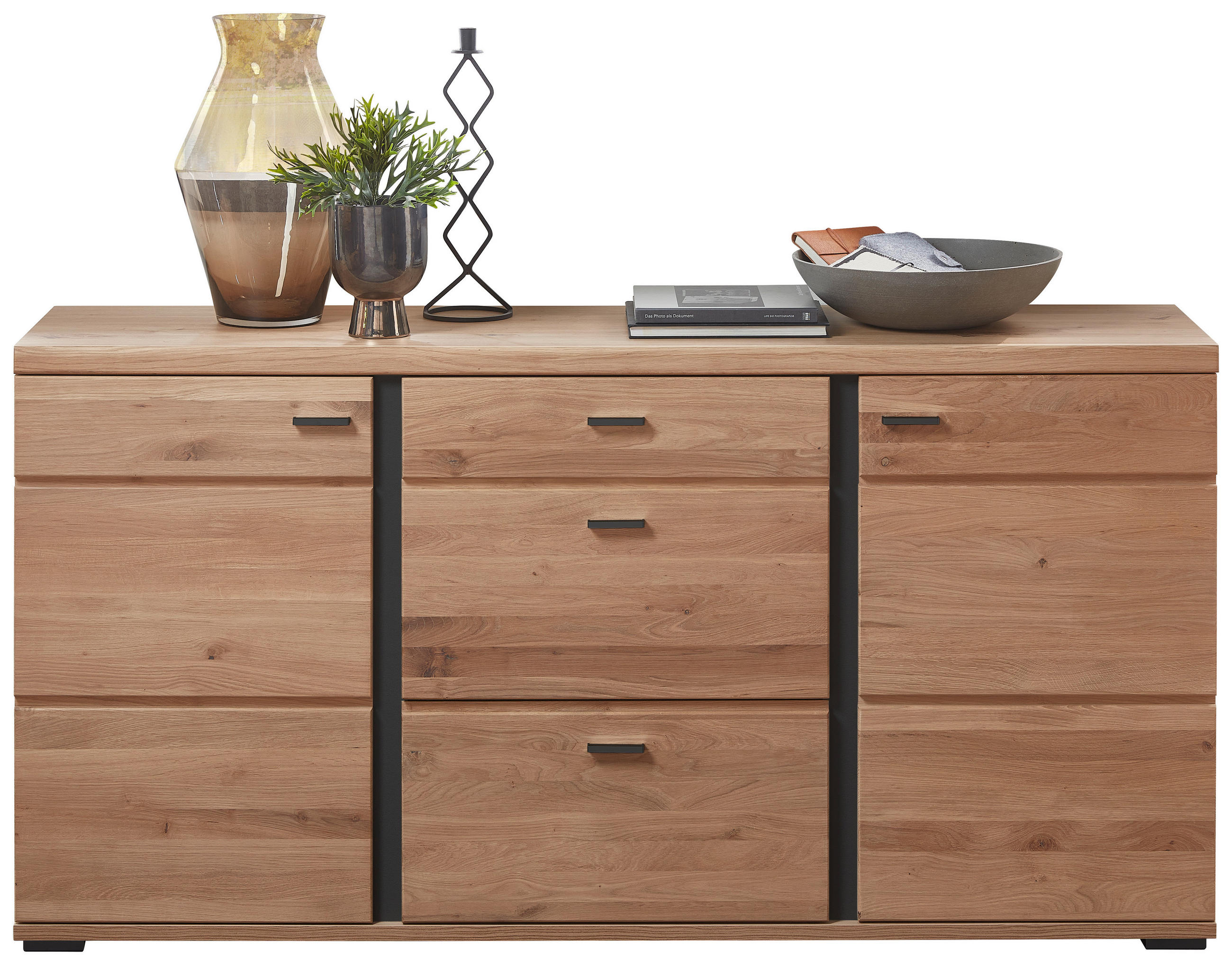 Livetastic Sideboard Schwarz, Eiche 170x86x43 cm