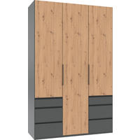 DREHTÜRENSCHRANK  in Graphitfarben, Eiche Artisan  - Schwarz/Graphitfarben, KONVENTIONELL, Holzwerkstoff/Metall (150/236/58cm) - Hom`in