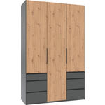 DREHTÜRENSCHRANK  in Graphitfarben, Eiche Artisan  - Schwarz/Graphitfarben, KONVENTIONELL, Holzwerkstoff/Metall (150/236/58cm) - Hom`in