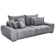BIGSOFA  in Samt Hellgrau  - Hellgrau/Schwarz, KONVENTIONELL, Holz/Textil (280/67/120cm) - Carryhome