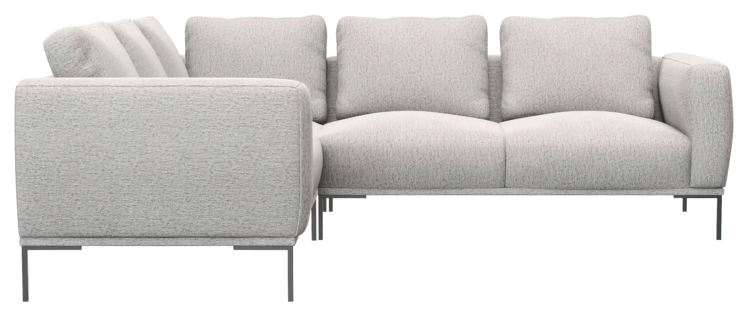 ECKSOFA Hellgrau Webstoff, Flachgewebe  - Hellgrau/Schwarz, Design, Textil/Metall (219/252cm) - Livetastic