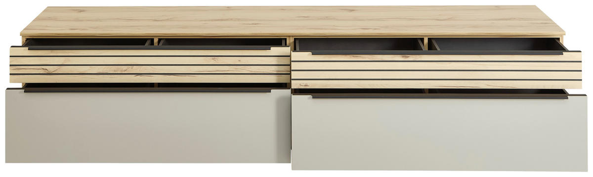 LOWBOARD Grau, Buchefarben  240/54/45 cm  - Buchefarben/Schwarz, KONVENTIONELL, Holzwerkstoff/Kunststoff (240/54/45cm) - Venda