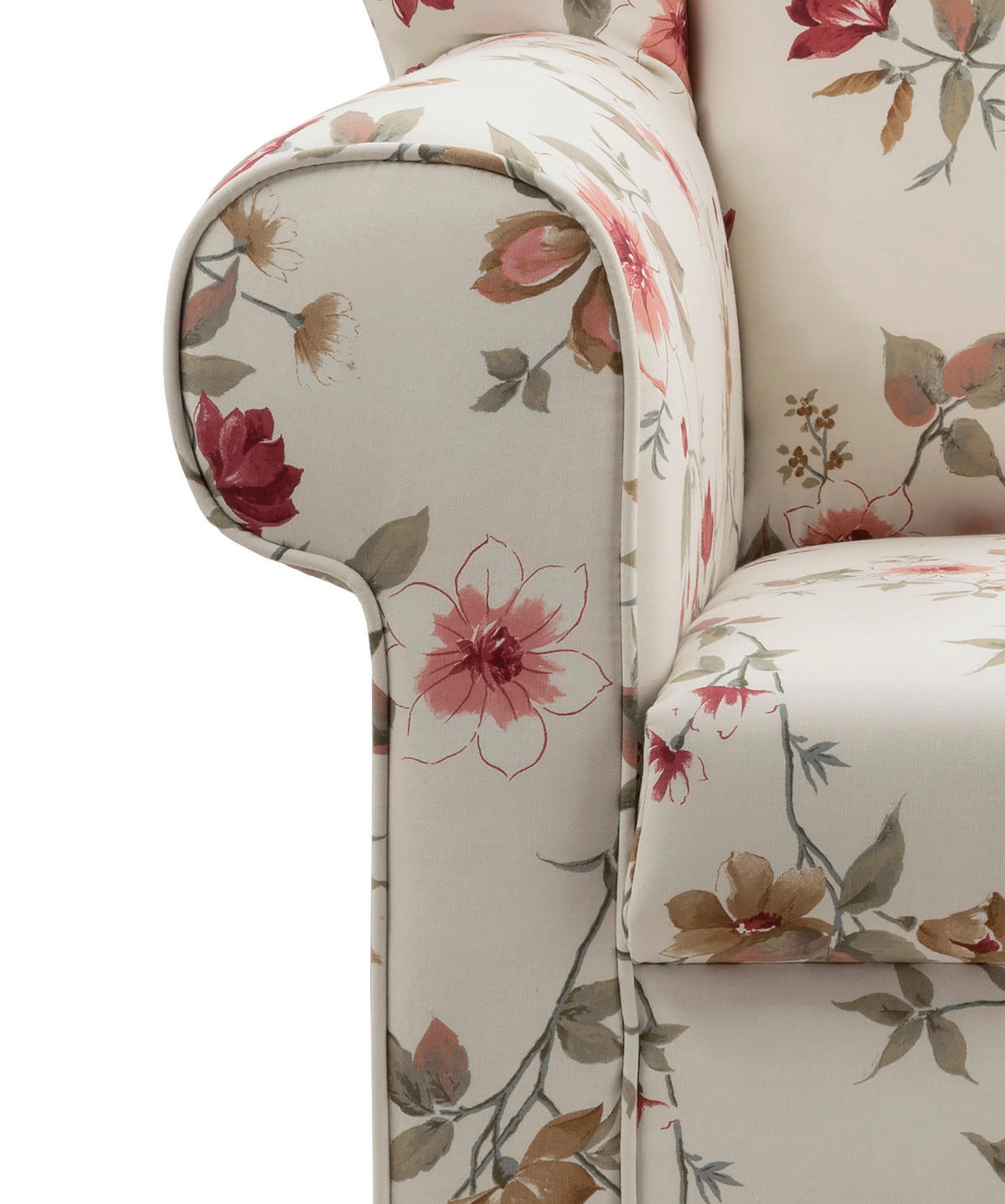 OHRENSESSEL Webstoff Rot, Wengefarben, Beige  - Wengefarben/Beige, KONVENTIONELL, Holz/Textil (80/102/86cm) - Livetastic