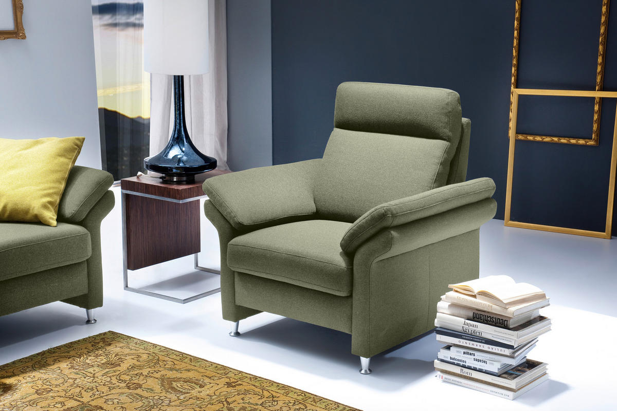 FERNSEHSESSEL in Flachgewebe Grün  - Alufarben/Grün, Modern, Textil/Metall (96/103/89cm) - Pure Home Comfort