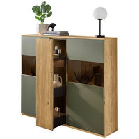 HIGHBOARD Eichefarben, Schilfgrün  150/131/40 cm  - Schilfgrün/Eichefarben, KONVENTIONELL, Glas/Holzwerkstoff (150/131/40cm) - Venda
