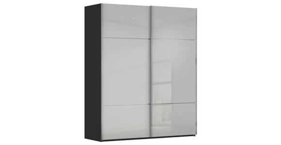 SCHWEBETÜRENSCHRANK  in Grau, Schwarz  - Chromfarben/Schwarz, KONVENTIONELL, Glas/Holzwerkstoff (201/223/67cm) - Novel