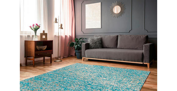 FLACHWEBETEPPICH 160/230 cm Finish 125 Türkis / Gold Türkis, Goldfarben  - Türkis/Goldfarben, Basics, Leder/Textil (160/230cm) - Novel