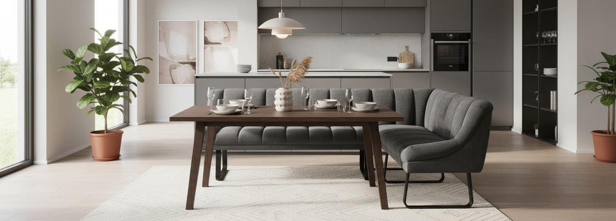 ECKBANK  in Grau  - Schwarz/Grau, MODERN, Textil/Metall (174/230/82/69cm) - Livetastic