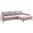 ECKSOFA  in Cord Rosa  280/173 cm  - Schwarz/Rosa, KONVENTIONELL, Textil/Metall (280/173cm) - Hom`in