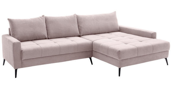 ECKSOFA  in Cord Rosa  280/173 cm  - Schwarz/Rosa, KONVENTIONELL, Textil/Metall (280/173cm) - Hom`in