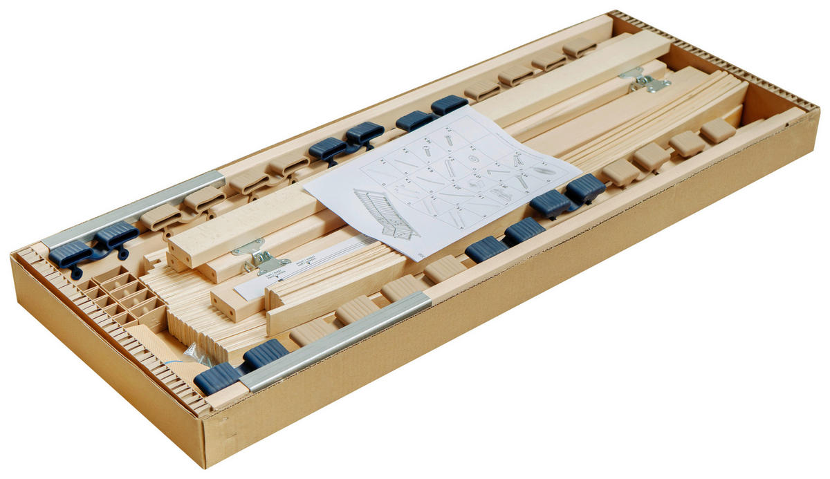 LATTENROST 80/200 cm Kopfteil, Mittelzone verstellbar, Birke  - Birkefarben, Basics, Holz (80/200cm) - Boxxx