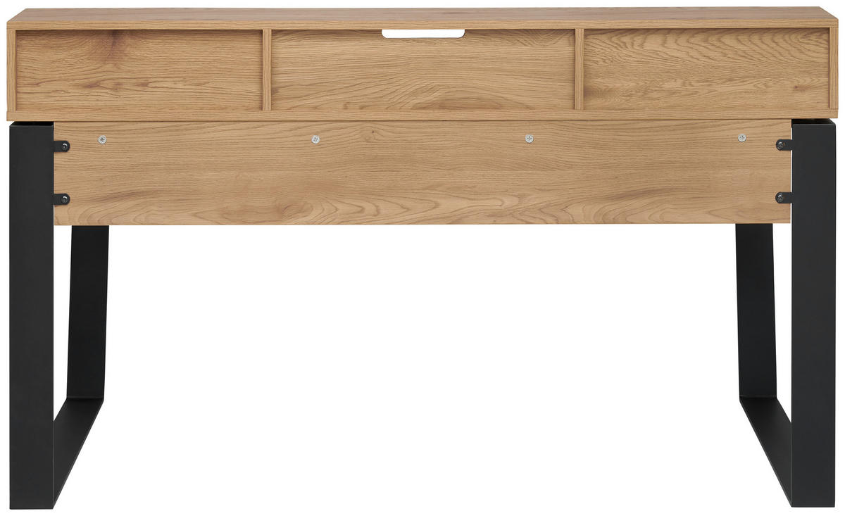 PISALNA MIZA kovina, leseni material črna, barve hrasta  - črna/barve hrasta, Moderno, kovina/leseni material (150/80/80cm) - MID.YOU