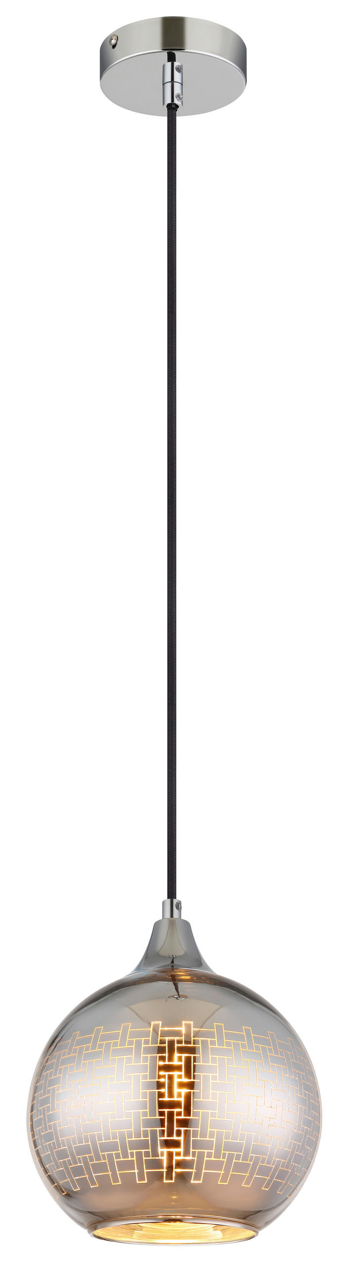 HÄNGLAMPA LOURDES 25/131 cm  - vit/kromfärg, Basics, metall/glas (25/131cm) - Globo