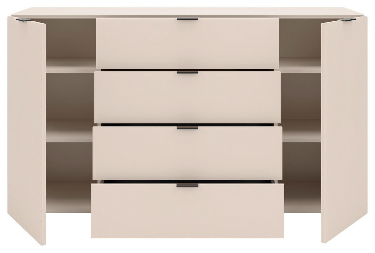 SIDEBOARD  160/94/40 cm 4 Schublade(n)  - Kaschmir/Schwarz, Basics, Glas/Holzwerkstoff (160/94/40cm) - Novel