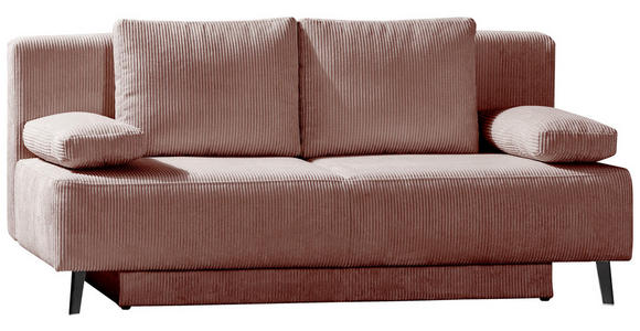 SCHLAFSOFA in Cord Rosa  - Schwarz/Rosa, MODERN, Textil/Metall (193/85/88cm) - Novel