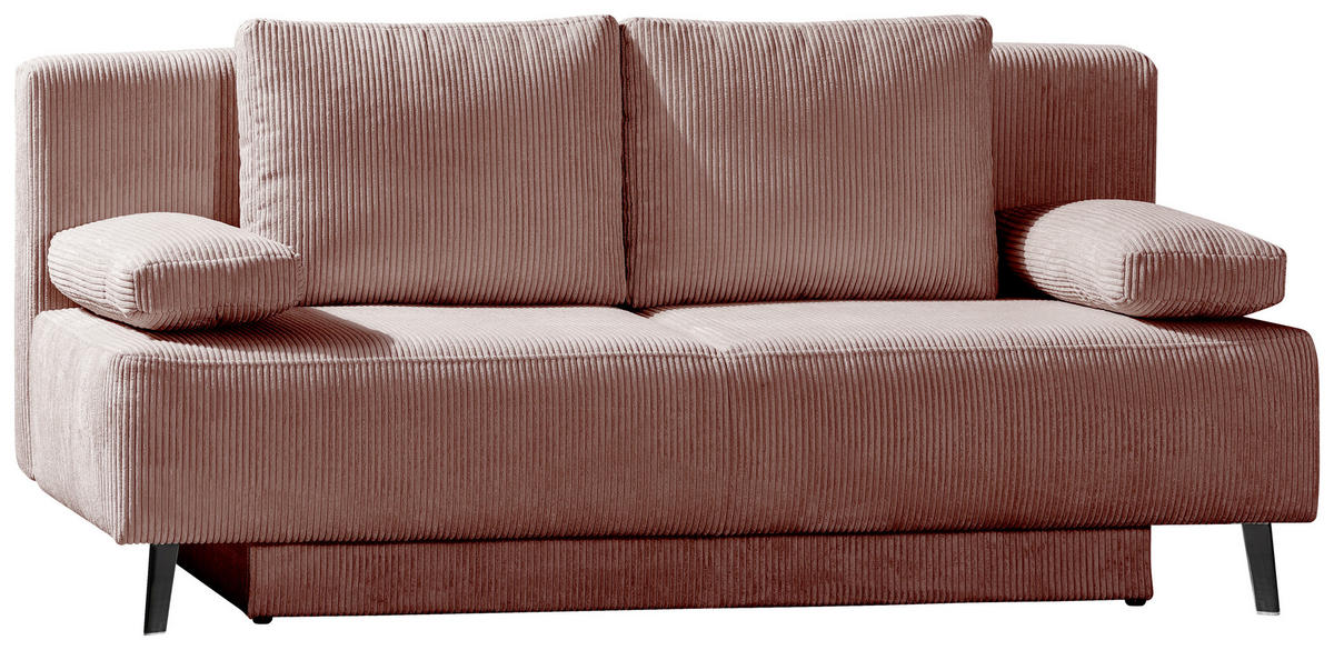 SCHLAFSOFA Cord Rosa  - Schwarz/Rosa, MODERN, Textil/Metall (193/85/88cm) - Novel