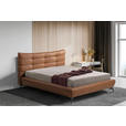 POLSTERBETT 180/200 cm,  in Cognac, gepolstertes Kopfteil,  - Cognac/Schwarz, Design, Leder/Metall (180/200cm) - Esposa