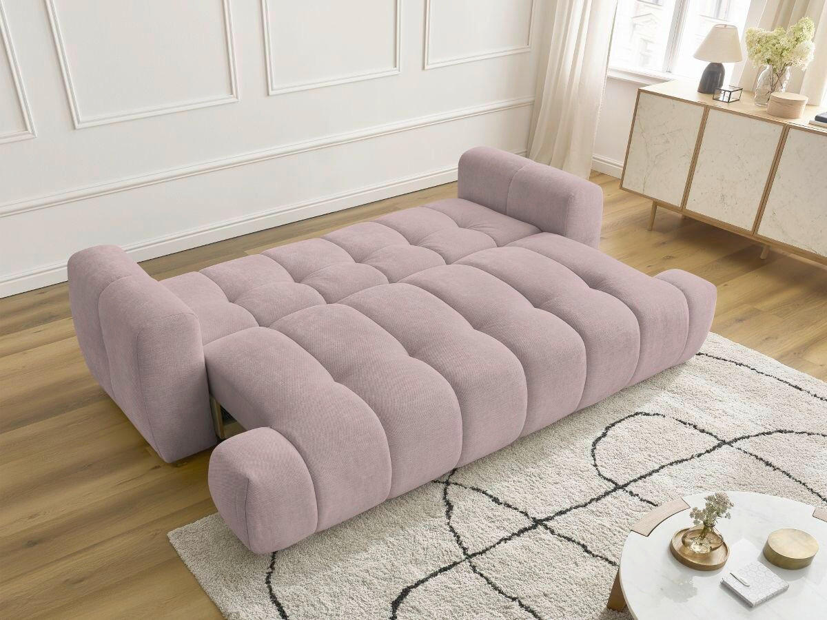 SCHLAFSOFA FUJI Leinenoptik Pink  inkl.  - Pink/Schwarz, MODERN, Kunststoff/Textil (251/113/88cm)