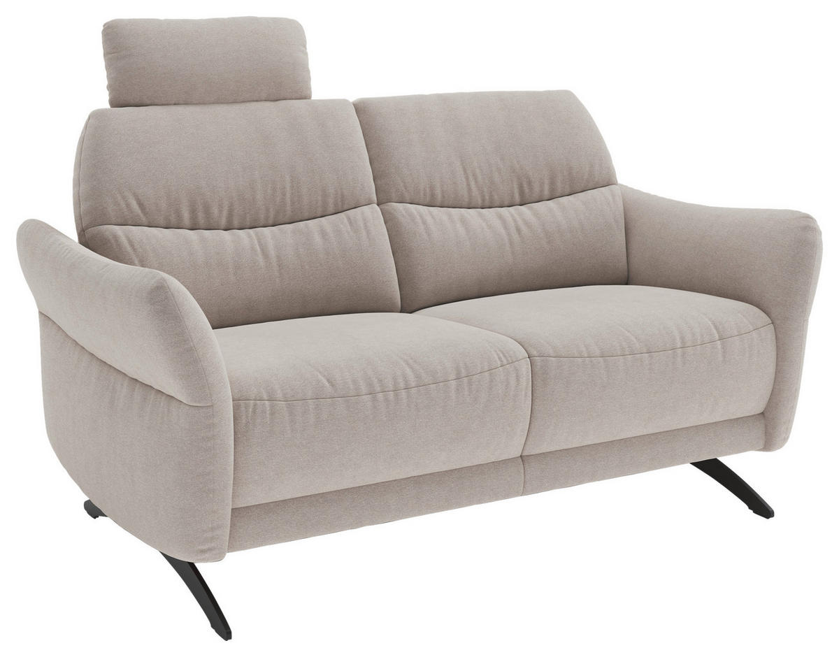 2-SITZER-SOFA Flachgewebe Sandfarben  - Sandfarben/Schwarz, Konventionell, Textil/Metall (163/91/92cm) - Pure Home Comfort