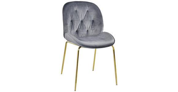 STUHL in Eisen Samt Metall, Textil - Goldfarben/Grau, Design, Textil/Metall (48/85/62cm) - Novel