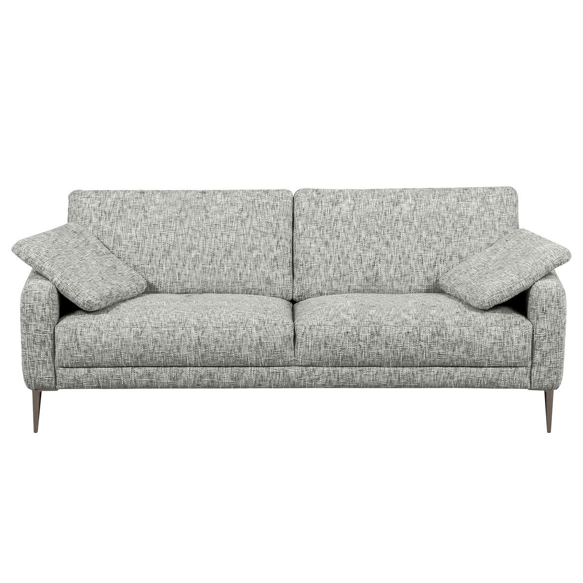 3,5-SITZER - Schwarzchrom/Grau, Design, Textil/Metall (207/85/92cm) - Livetastic